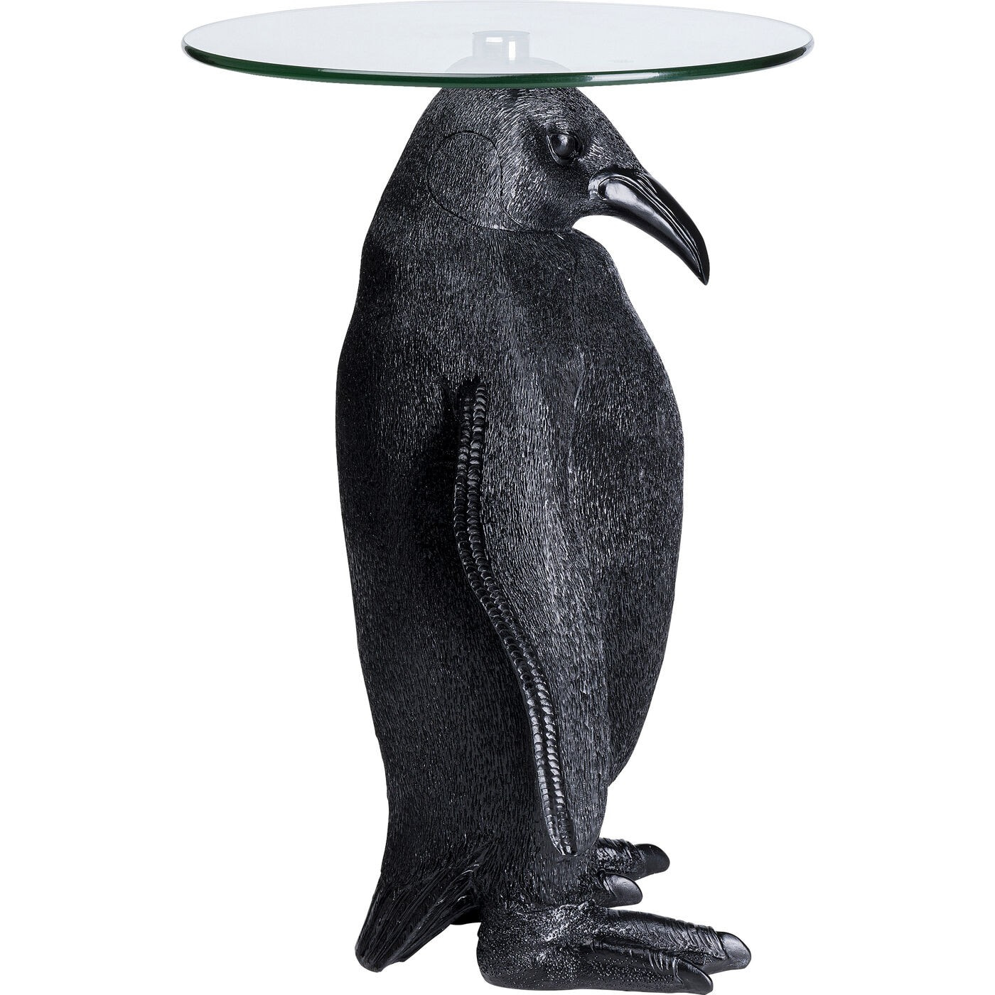 Table d'appoint pingouin noir plateau verre Kare Design