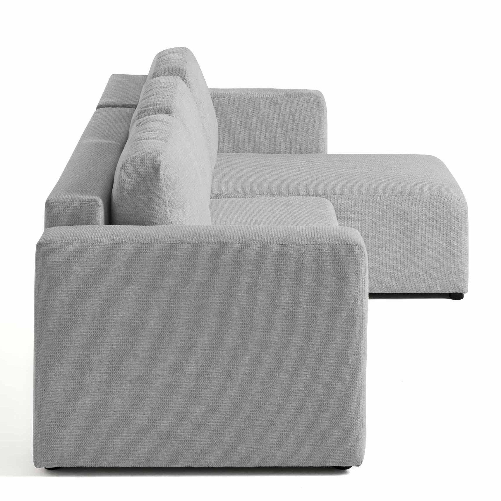 Canopy - canapé d'angle réversible - 4 places - convertible avec coffre - en tissu texturé - Gris clair