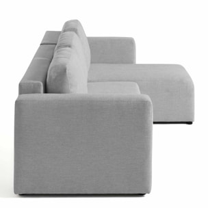 Canopy - canapé d'angle réversible - 4 places - convertible avec coffre - en tissu texturé - Gris clair