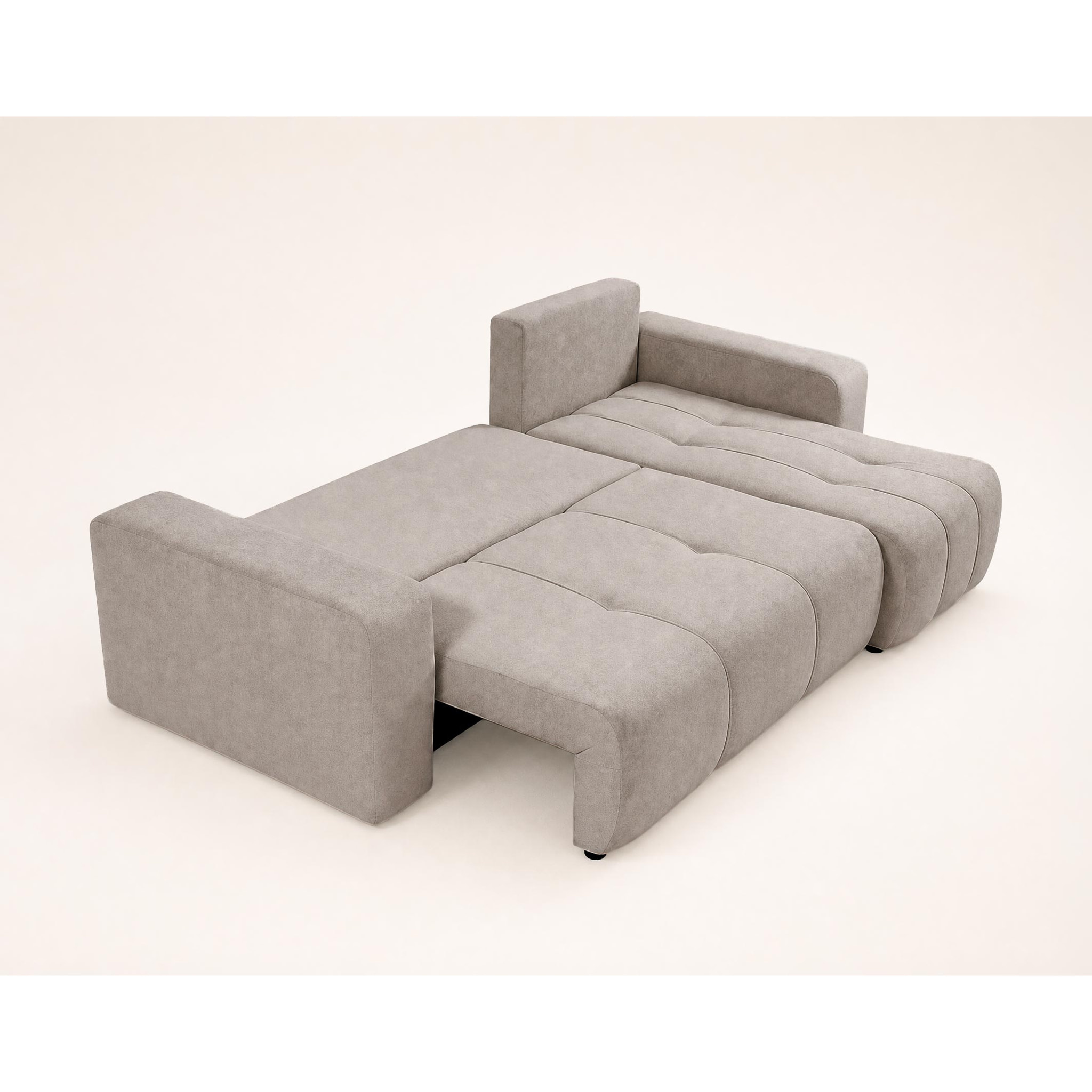 Nicole - canapé d'angle réversible 4 places convertible avec coffre en tissu - Taupe