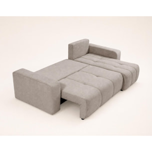 Nicole - canapé d'angle réversible 4 places convertible avec coffre en tissu - Taupe
