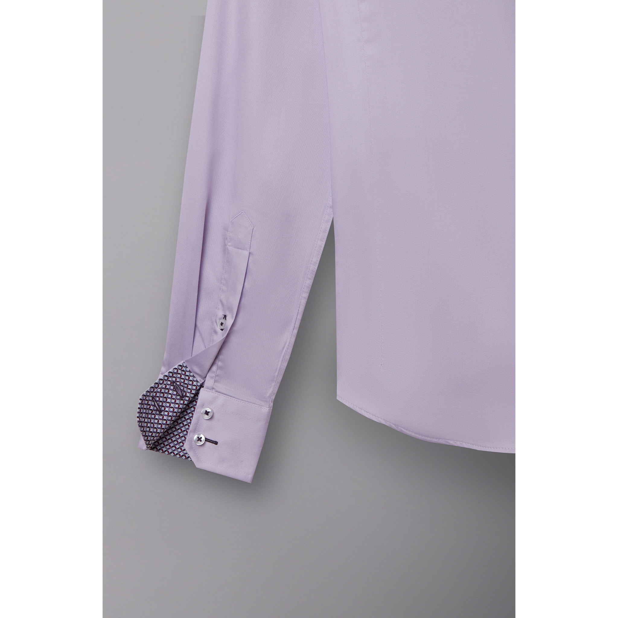 Camicia Uomo 2 Bottoni Button Down 7bottoni Doppio Coll Satin Unito Lilla