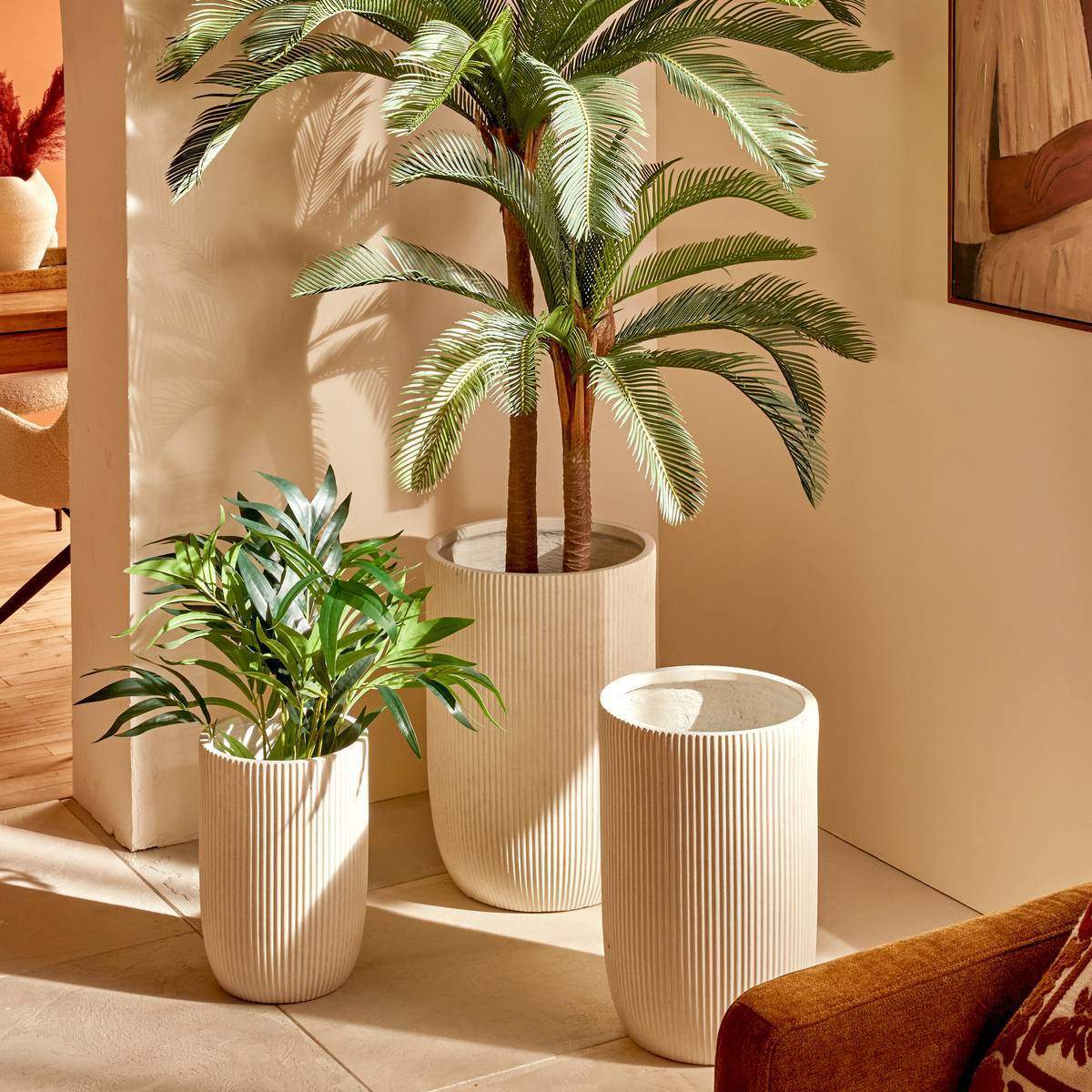 Set de 3 Pots de Fleurs Elene 36,5x36,5x54cm Blanc