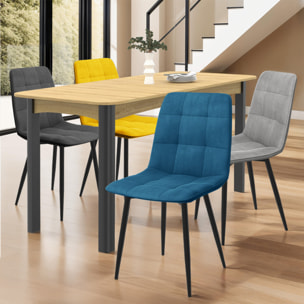 Chaises Linda en velours et pieds métal noirs - Mix color - Gris clair, gris foncé, jaune, bleu