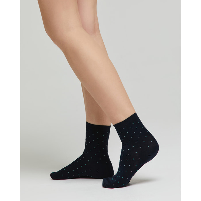 Calza cotone Angela con micro disegni