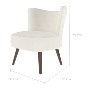 Fauteuil blanc June effet laine bouclette