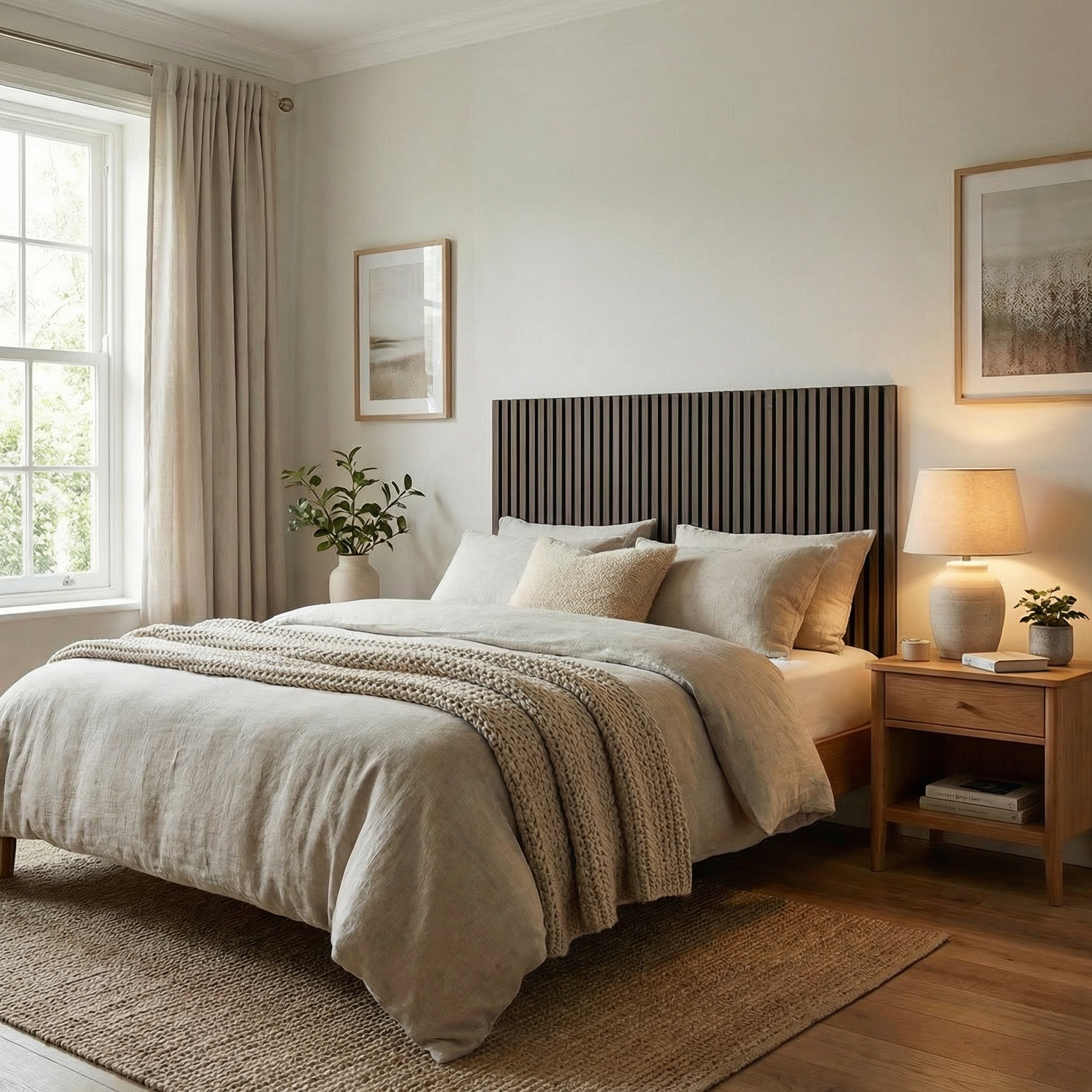 Panneau acoustique mural d'intérieur 60x120 cm en MDF sur feutre polyester, décor chêne fumé, 0,72 m2 (SATAKUPANSOT612)