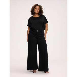 Fiorella Rubino - Jeans Wide Leg lavado negro - Negro