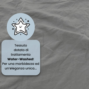 COMPLETO LETTO WATER WASHED, 100% Microfibra, No Stiro - GRIGIO CHIARO