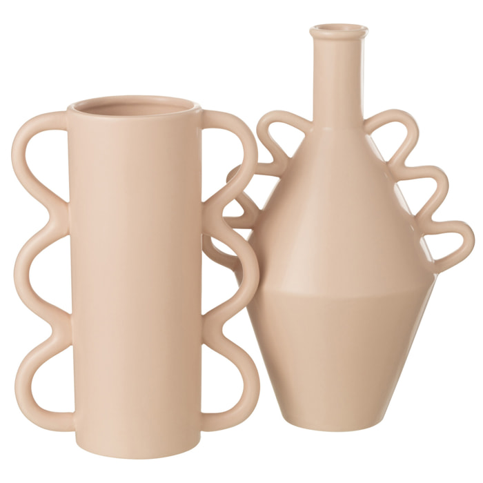 J-Line vase Vague Anse Dolomie - poterie - rose - large - 32 cm de hauteur