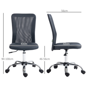 Chaise de bureau ergonomique hauteur réglable piètement chromé pivotant 360° revêtement gris foncé