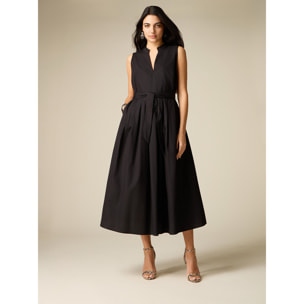 Oltre - Vestito flare in popeline di cotone - Nero