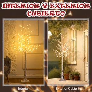 Árbol de Cerezo Artificial 150 cm, Lámpara de Árbol con 120 Luces LED Blanco Cálido, Base, Luz Ajustable en 3 Modos, Decoración Navidad para Interiores y Exteriores, Blanco