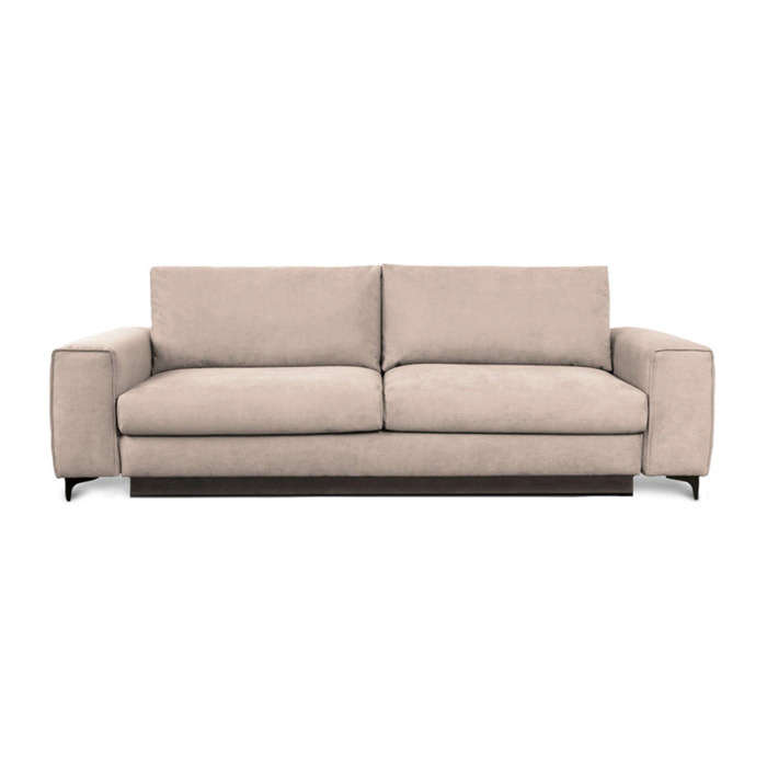 Canapé Velours Droit Beige Fiesole - 3 Places