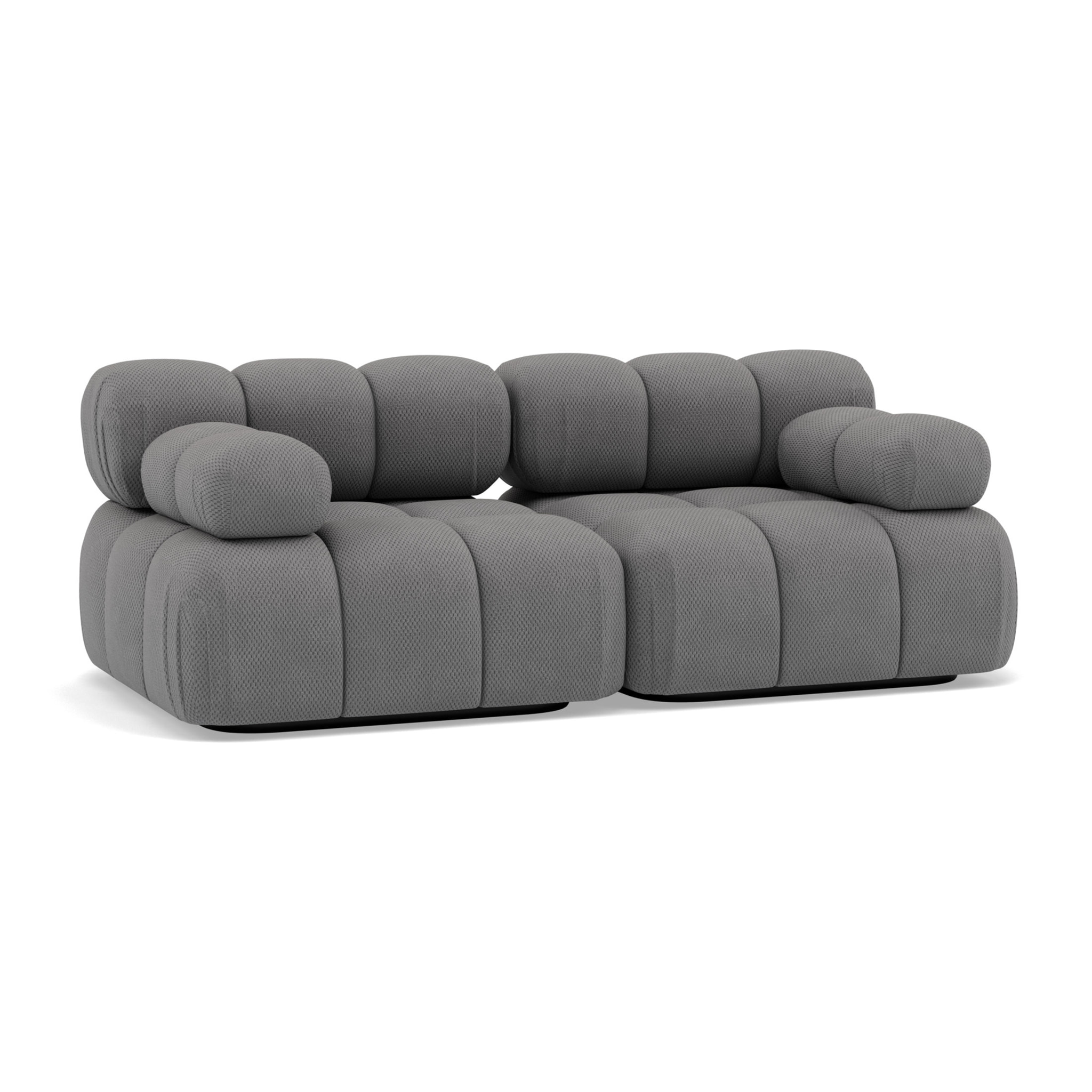 Ruby - canapé droit modulable 2 places en velours texturé - Gris