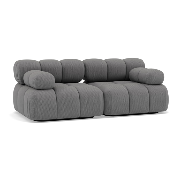 Ruby - canapé droit modulable 2 places en velours texturé - Gris