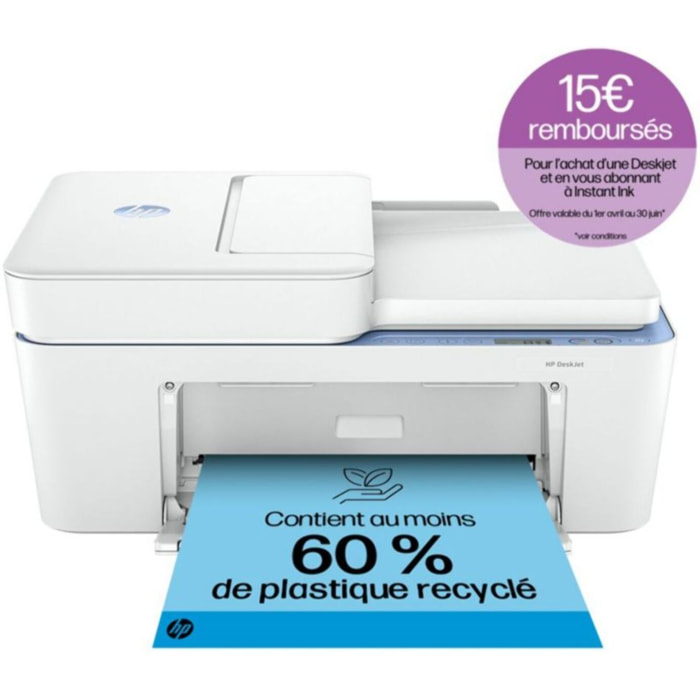 Imprimante jet d'encre HP DeskJet 4222e éligible Instant Ink