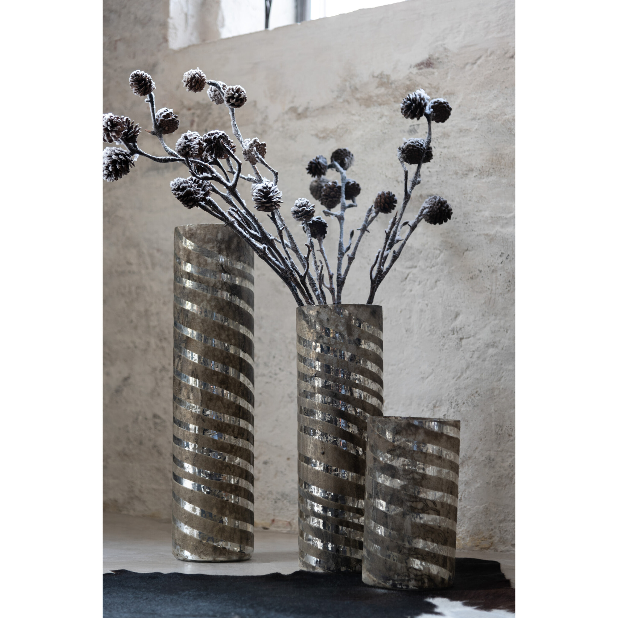 J-Line vase Lignes Rond - verre - argent - small - 28 cm de hauteur