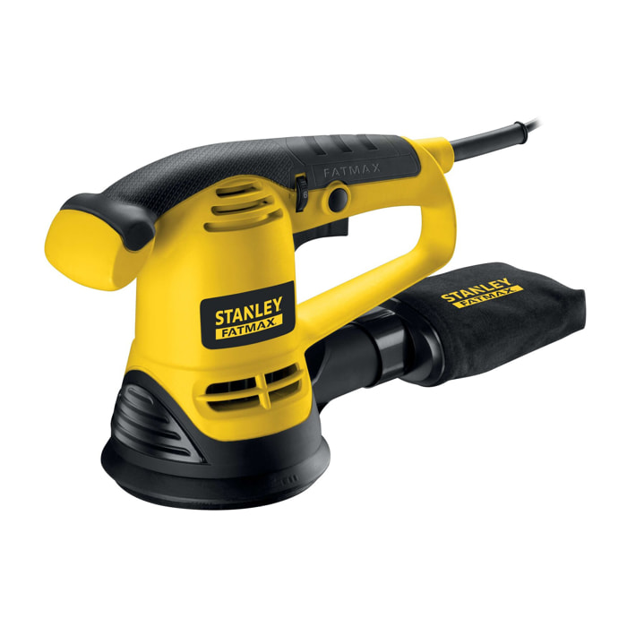 Ponceuse Excentrique Filaire STANLEY FATMAX FME440K-QS 480W 125 mm Vitesse Variable et Poignée Avant Revêtement Grip, Livré en Coffret de Transport