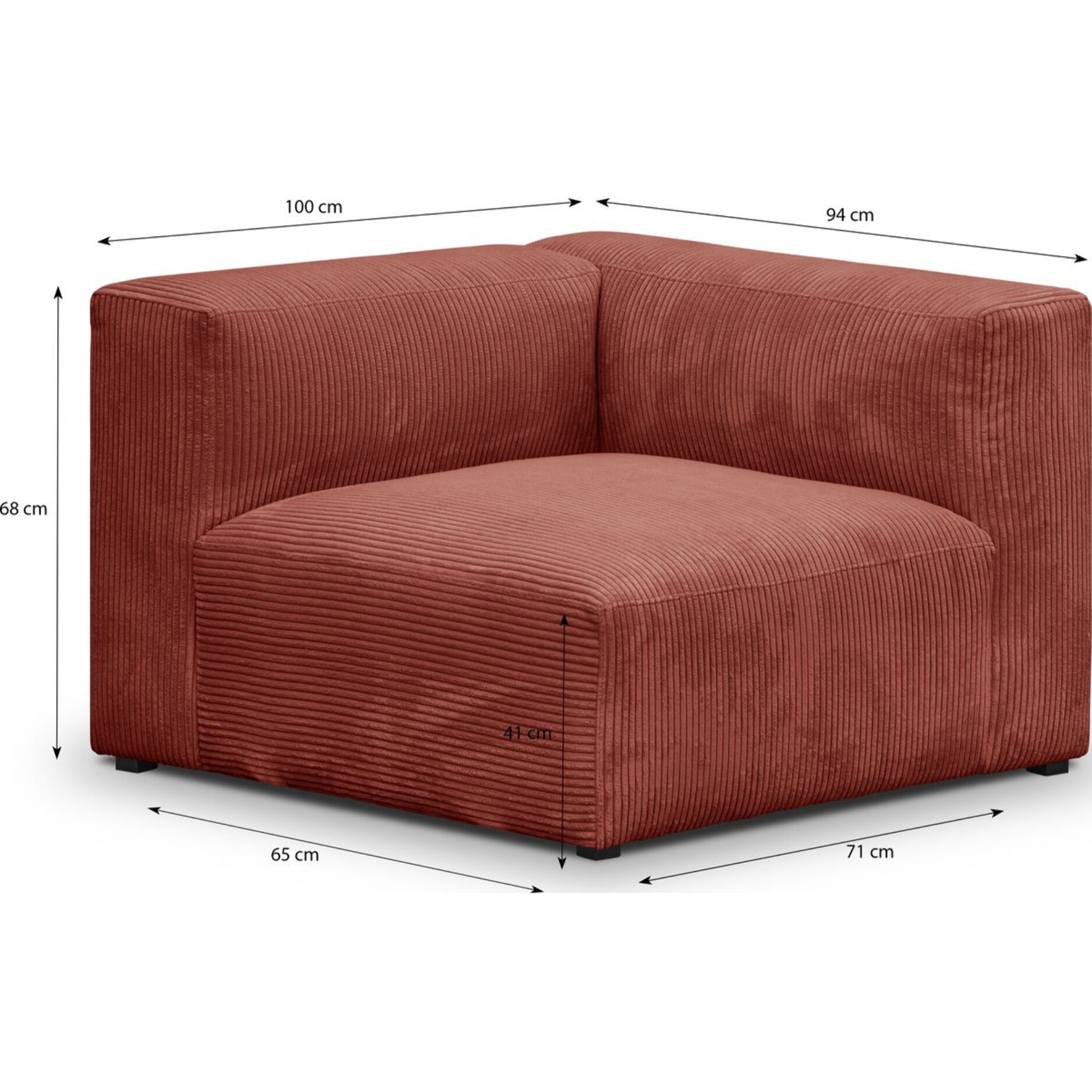 Canapé d'angle à gauche modulable 4 places en velours côtelé + pouf - MODULO