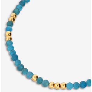 Bracciale Elastico con Apatite Blu e Bead Lucide