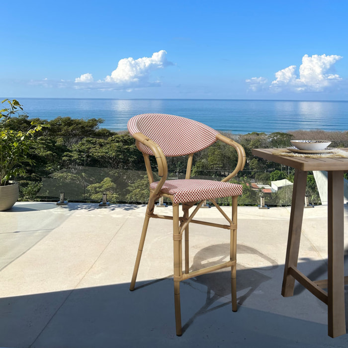 Lot de 2 fauteuils de bar extérieur en textilène rouge AMALFI