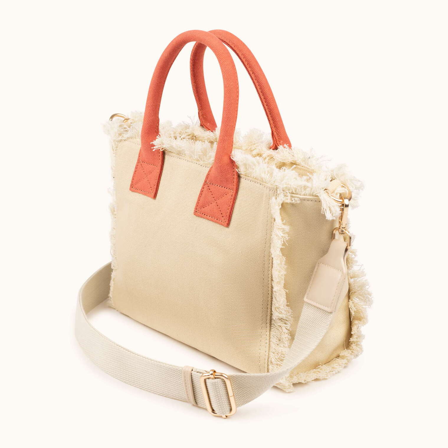 Bolso Bandolera Color Arena de Algodón Reciclado con Flecos SCUBA SAND CROSSBODY