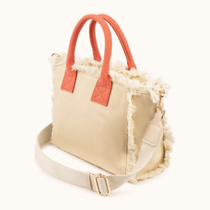 Bolso Bandolera Color Arena de Algodón Reciclado con Flecos SCUBA SAND CROSSBODY