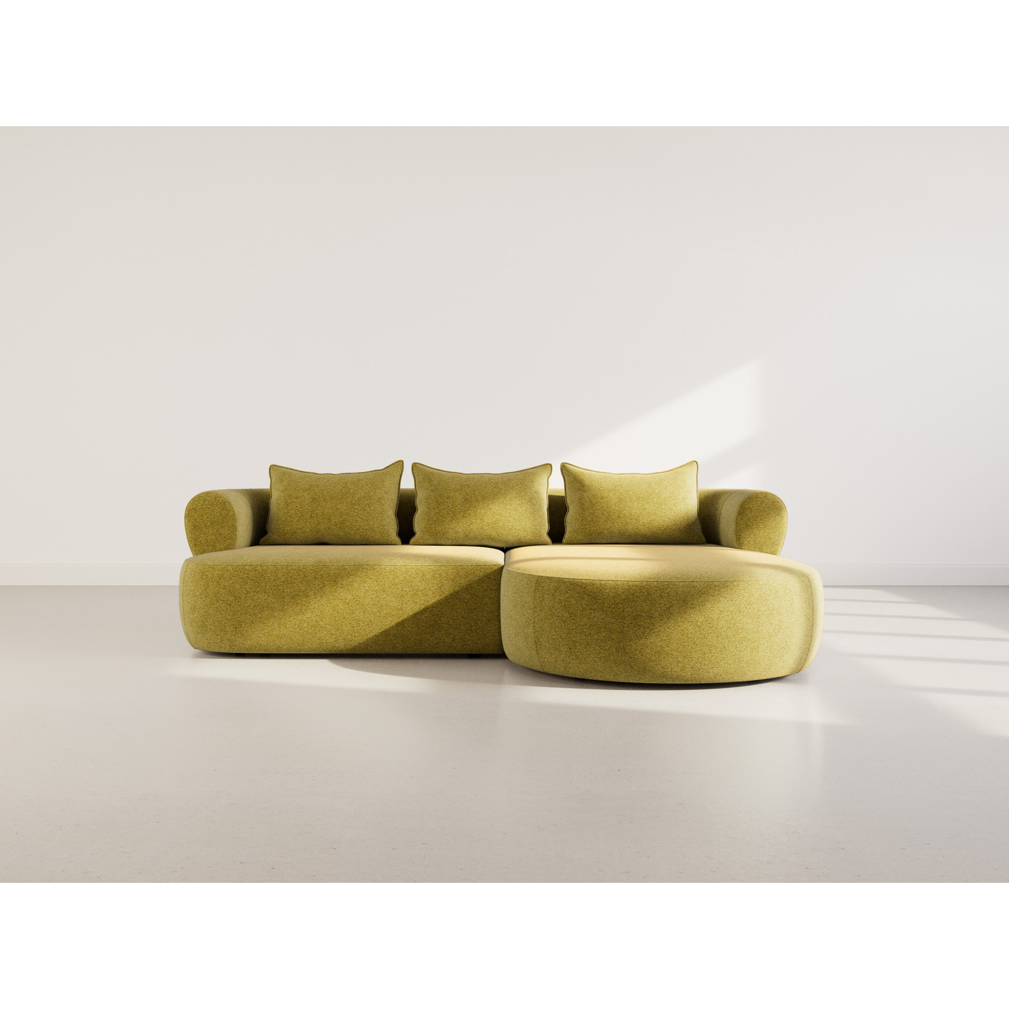 Angela - canapé d'angle droit 4 places en velours texturé - Vert