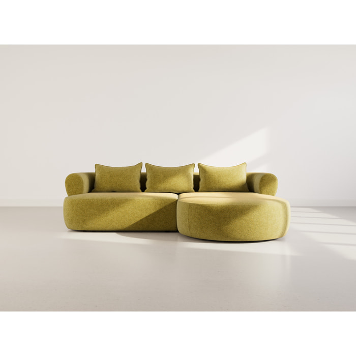 Angela - canapé d'angle droit 4 places en velours texturé - Vert