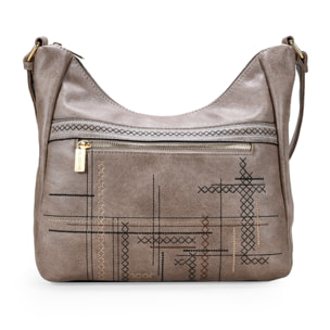 Bolso góndola taupe con bordado