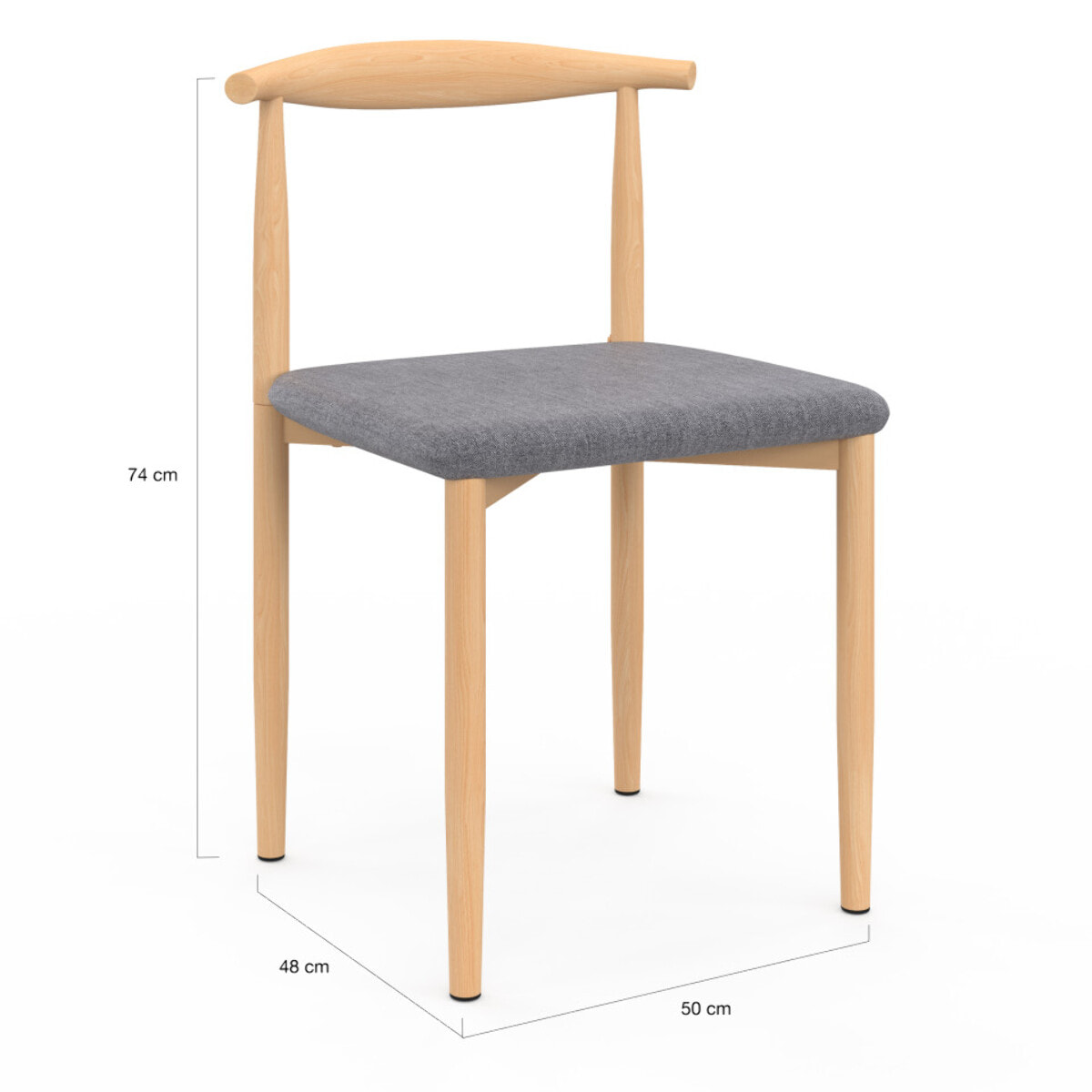 Chaises Adam effet bois - Gris Clair