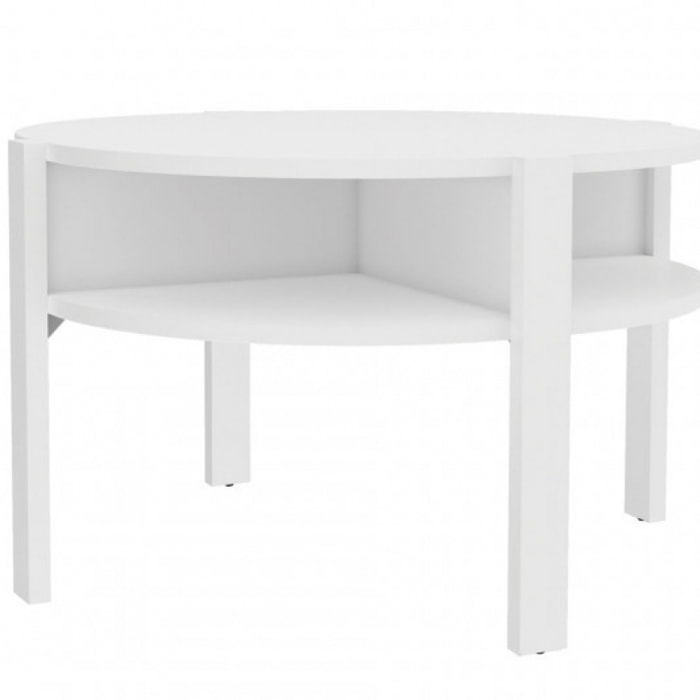 Table basse ronde en bois avec niches - 5 coloris - BAGO