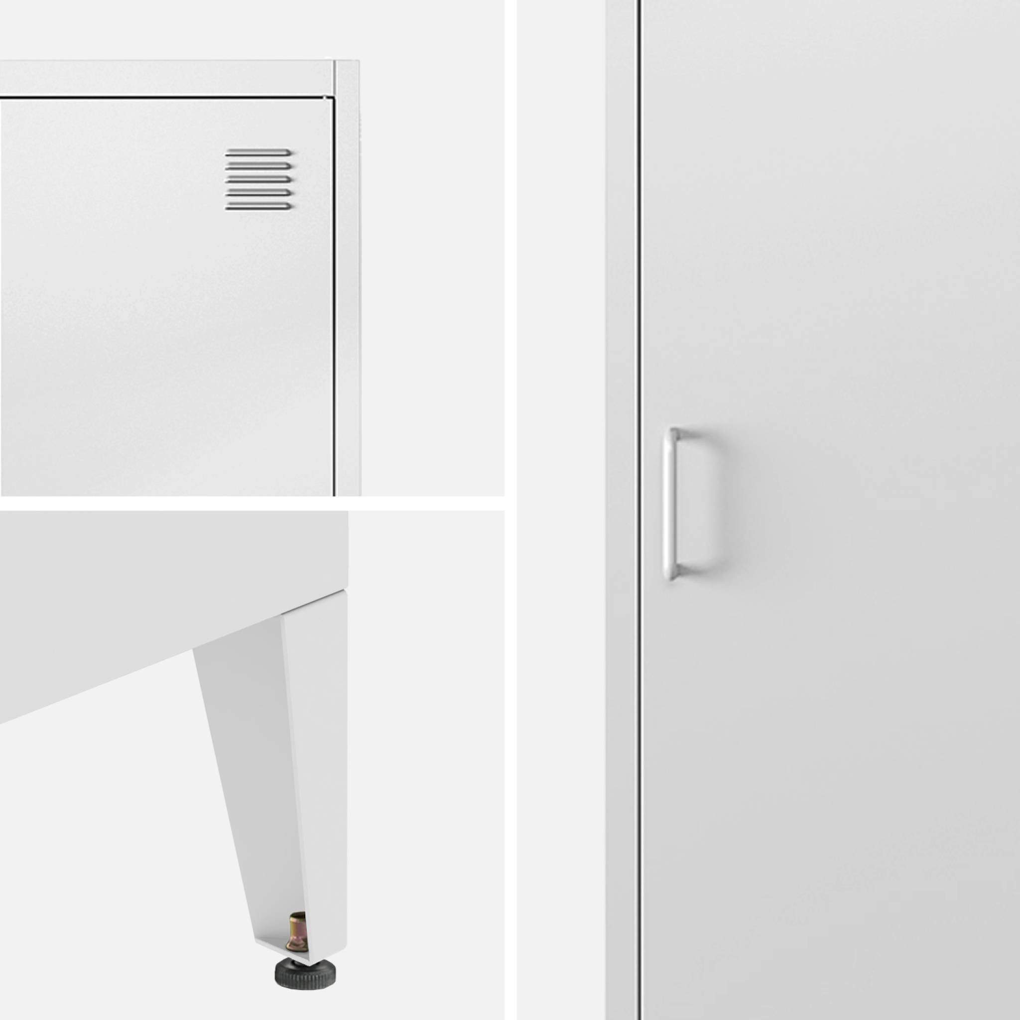 Armoire chambre en acier blanche. 4 espaces de rangement. casier. L 180 x l 38 x H 38cm