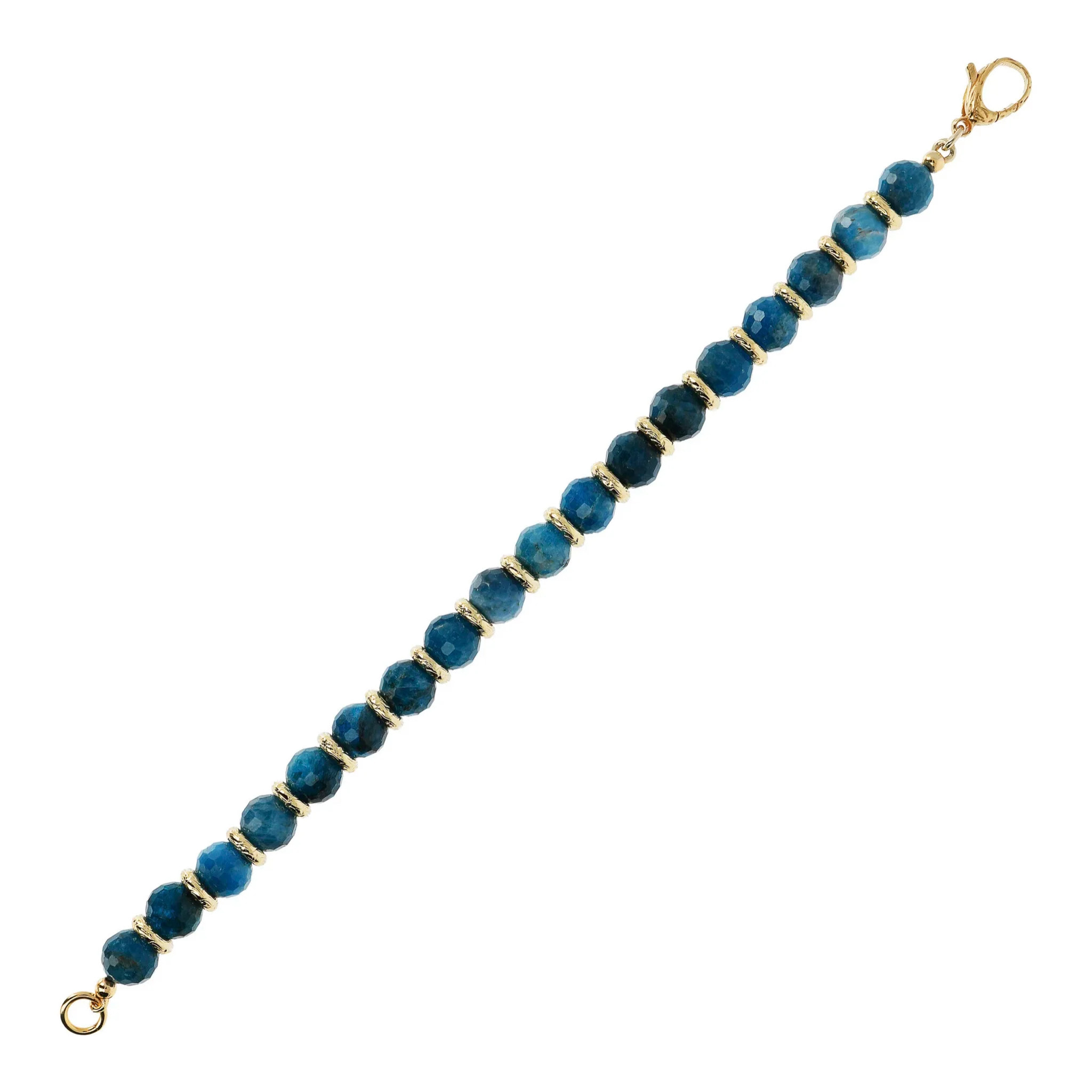 Bracciale con Sfere in Acquamarina Sfaccettata e Rondelle Martellate