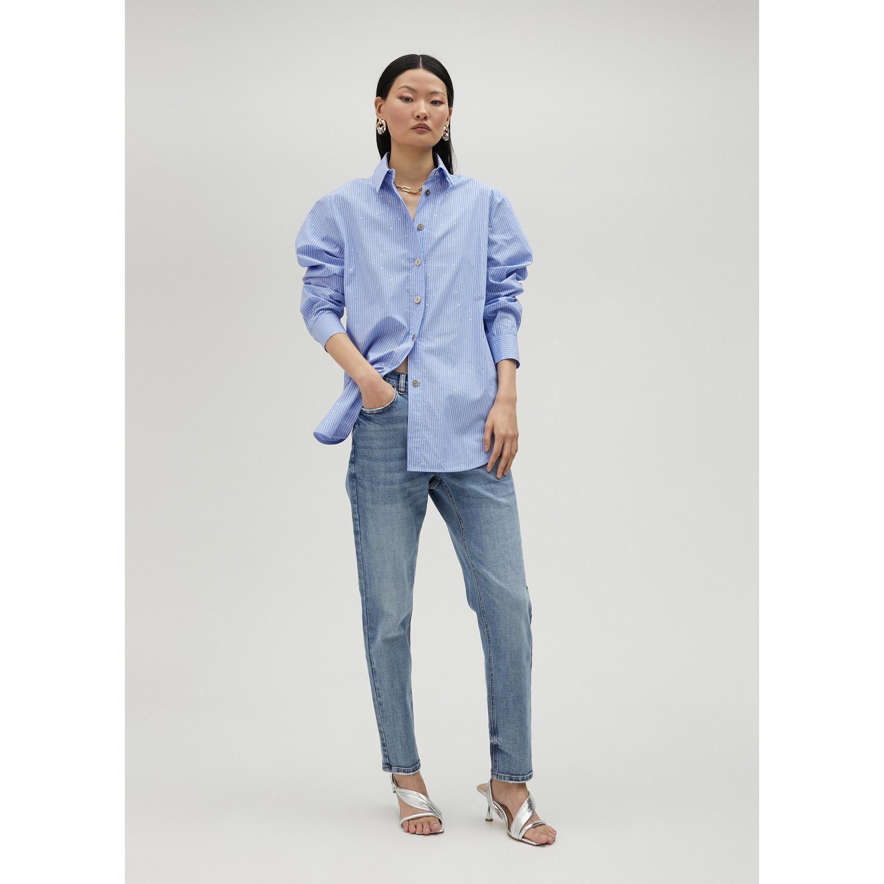 Camicia a righe con strass