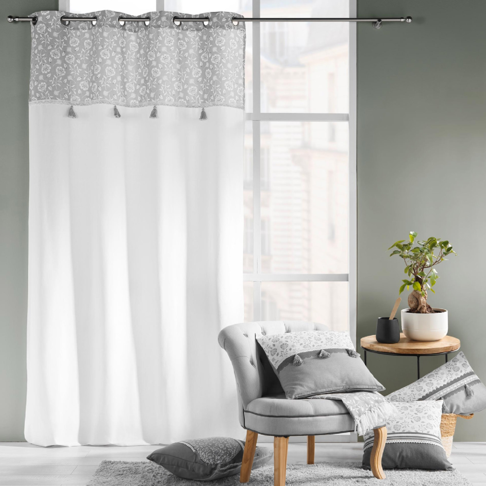 Coussin Déhoussable Rectangle Flavie - Gris