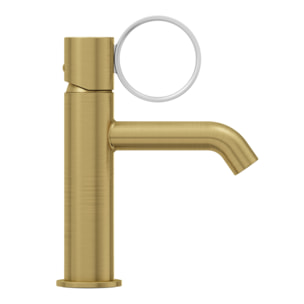 Mitigeur lavabo bas Vivienne laiton brossé avec bague chromée brossée