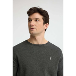 Maglione grigio scuro vigorè a girocollo con logo Rigby Go