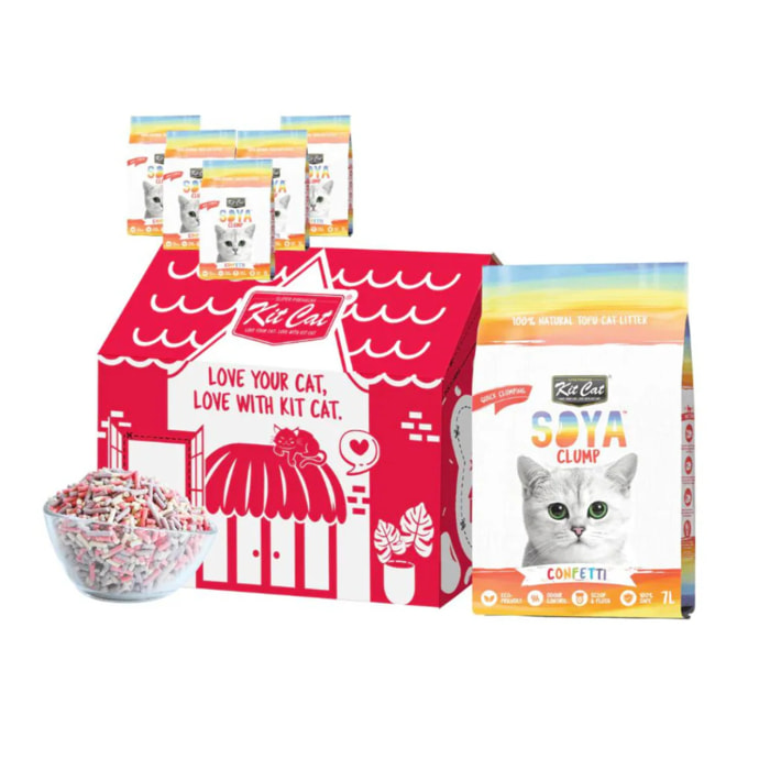 Pack 6 Kit Cat Arena Eco Nova - Confetti 7 L Arena para gatos