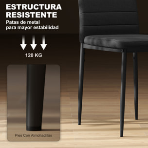 Pack de 6 Sillas de Comedor Modernas, Sillas de Cocina Tapizadas en Lino Sintético con Respaldo Alto y Patas de Metal, para Salón, Negro