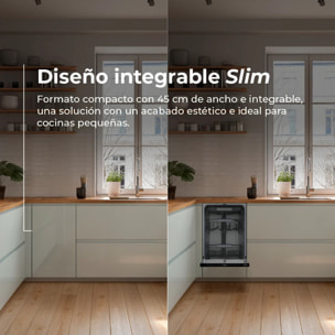 EVVO Di.4 Slim Lavavajillas Integrable 45cm Panelable 11 Cubiertos 8 Programas
