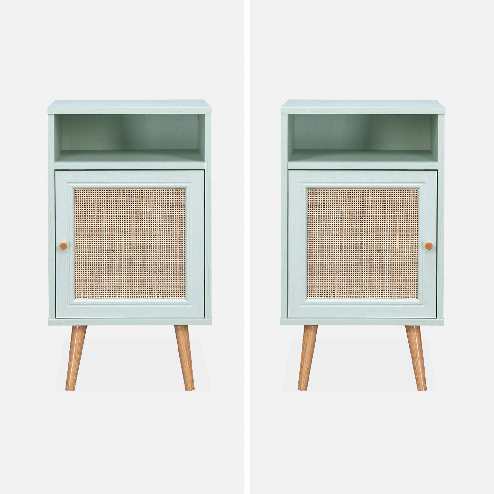 Table de chevet scandinave en cannage 1 porte BOHÈME