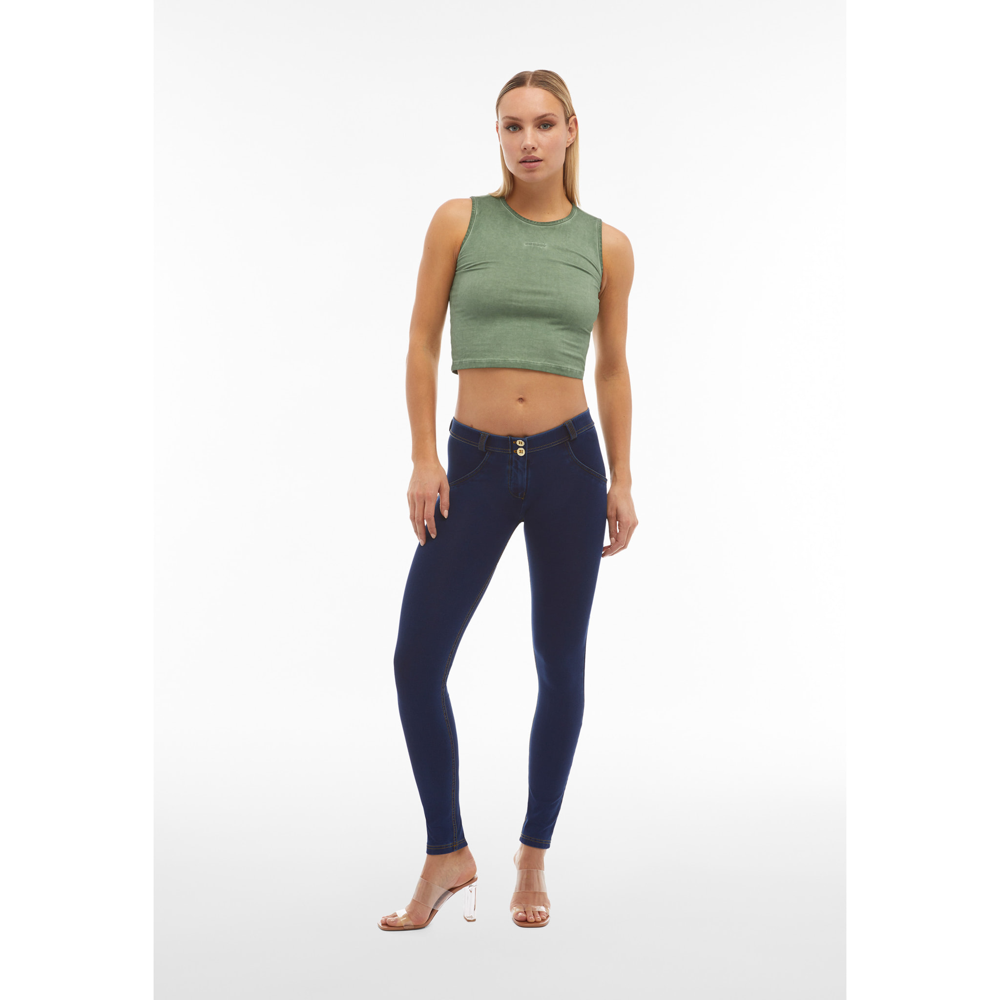 Jeggings push up WR.UP® vita bassa in jersey organico