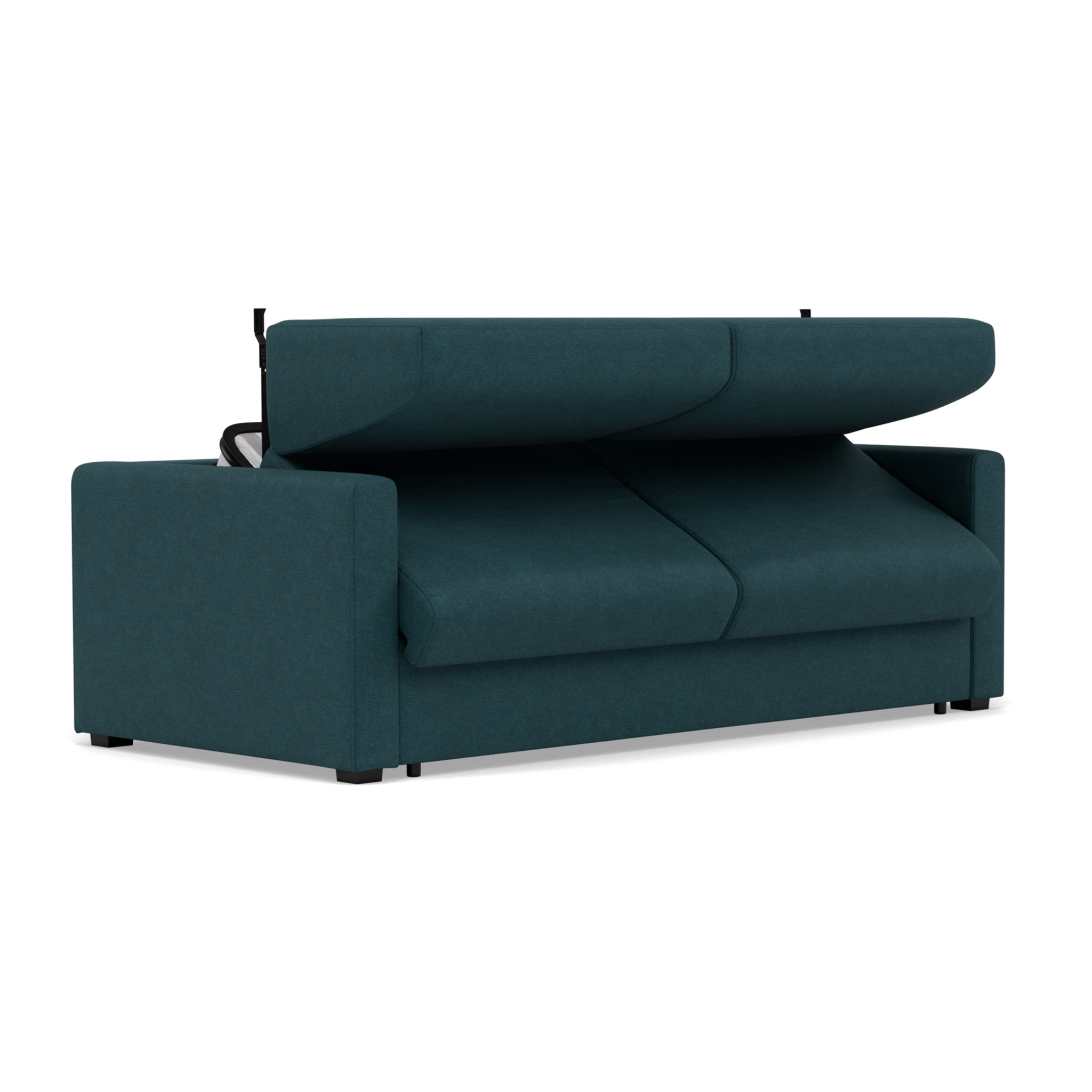 Julia - canapé 3 places convertible couchage quotidien matelas 14 cm en tissu - Bleu