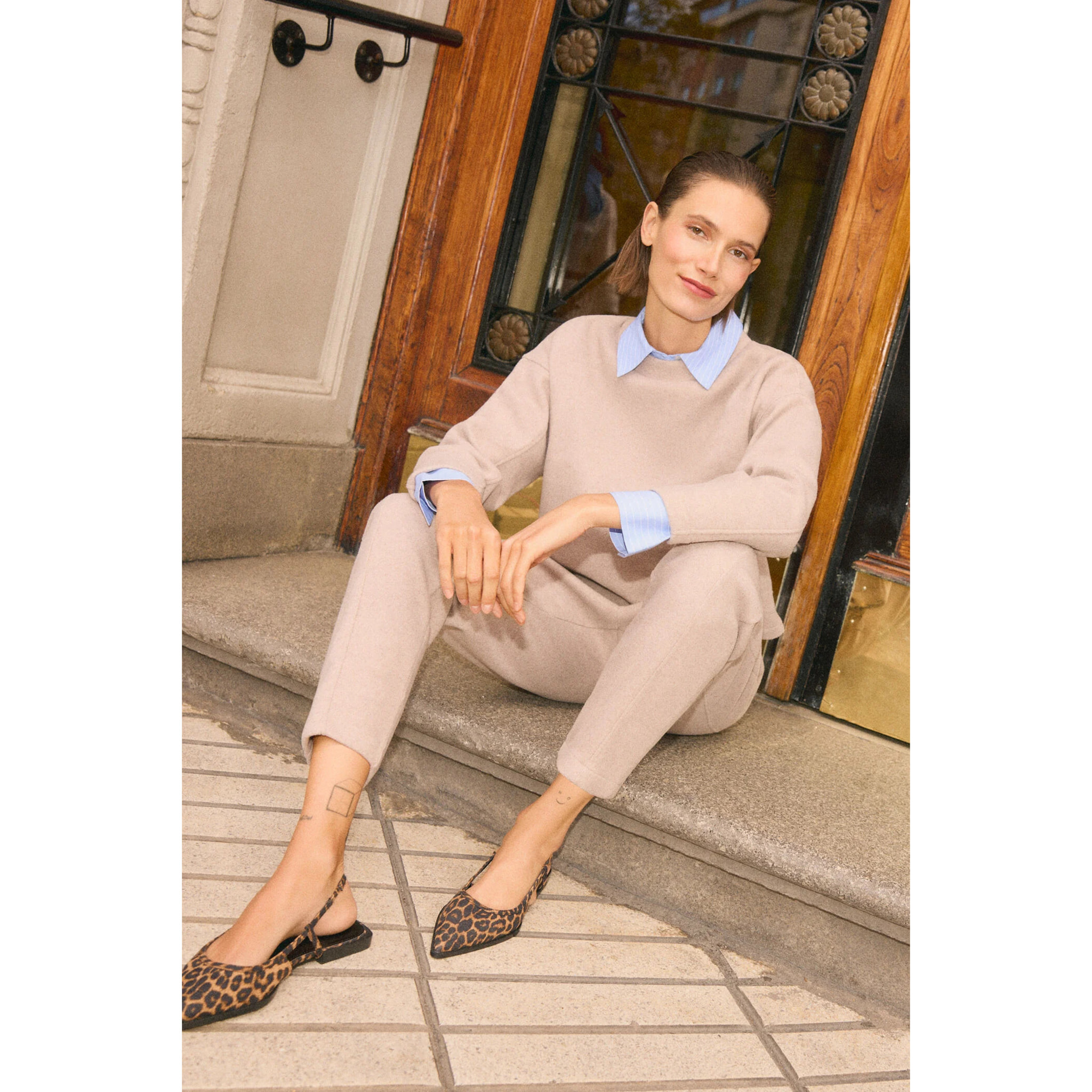 Pantaloni caldi slim fit con struttura marrone