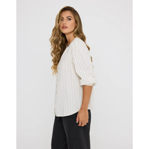 Camisa Manga Larga Rayas Off White - Tylus