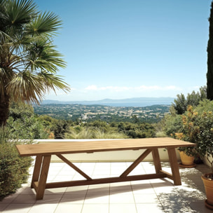 KALLY - Table à manger de jardin 300x100cm en bois de teck recyclé naturel