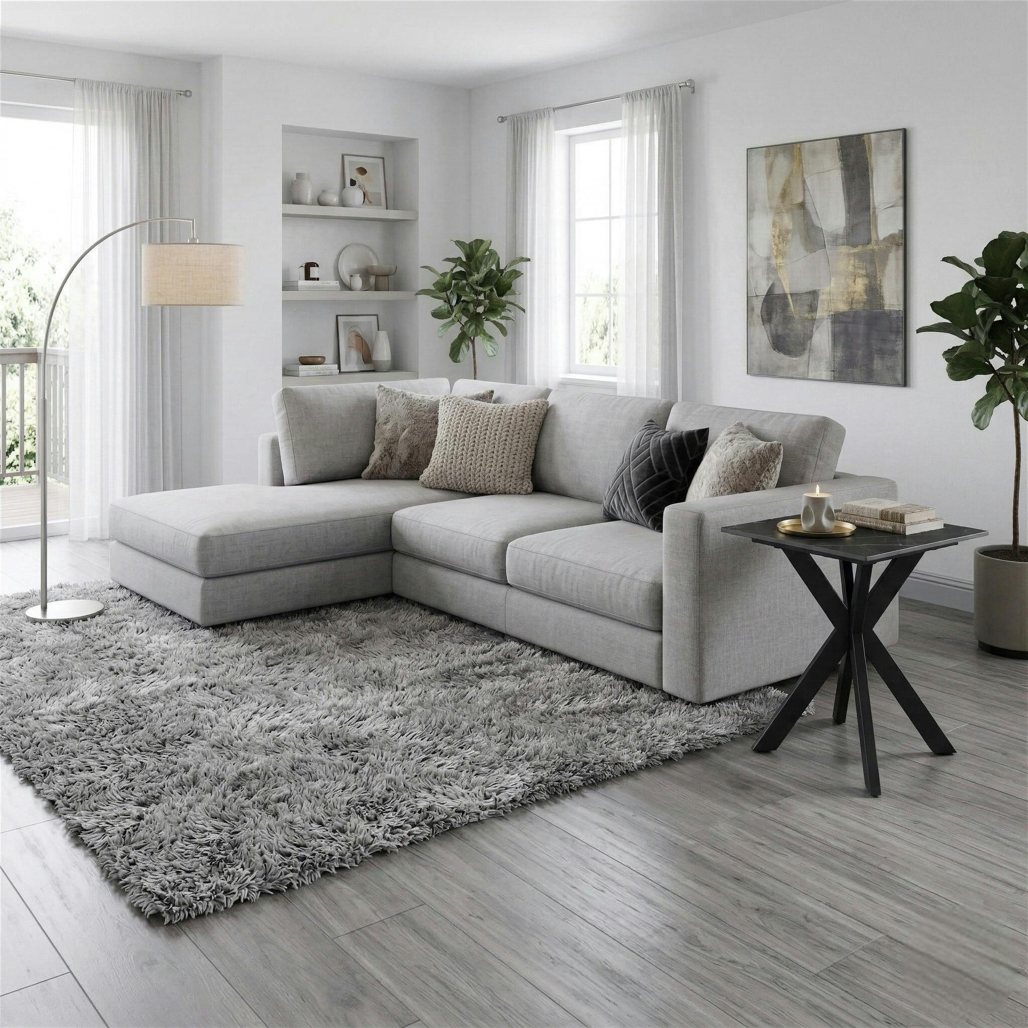 Bout de canapé design en céramique noire marbrée OTTAWA