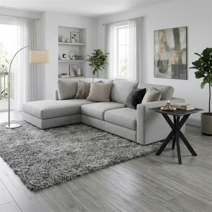 Bout de canapé design en céramique noire marbrée OTTAWA